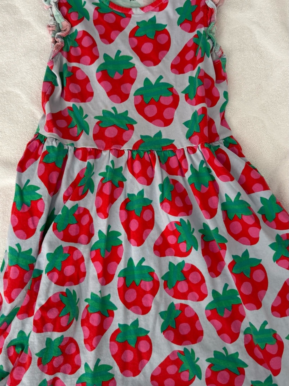 Mini Boden Strawberry Print Jersey A-line dress (Size 9-10)